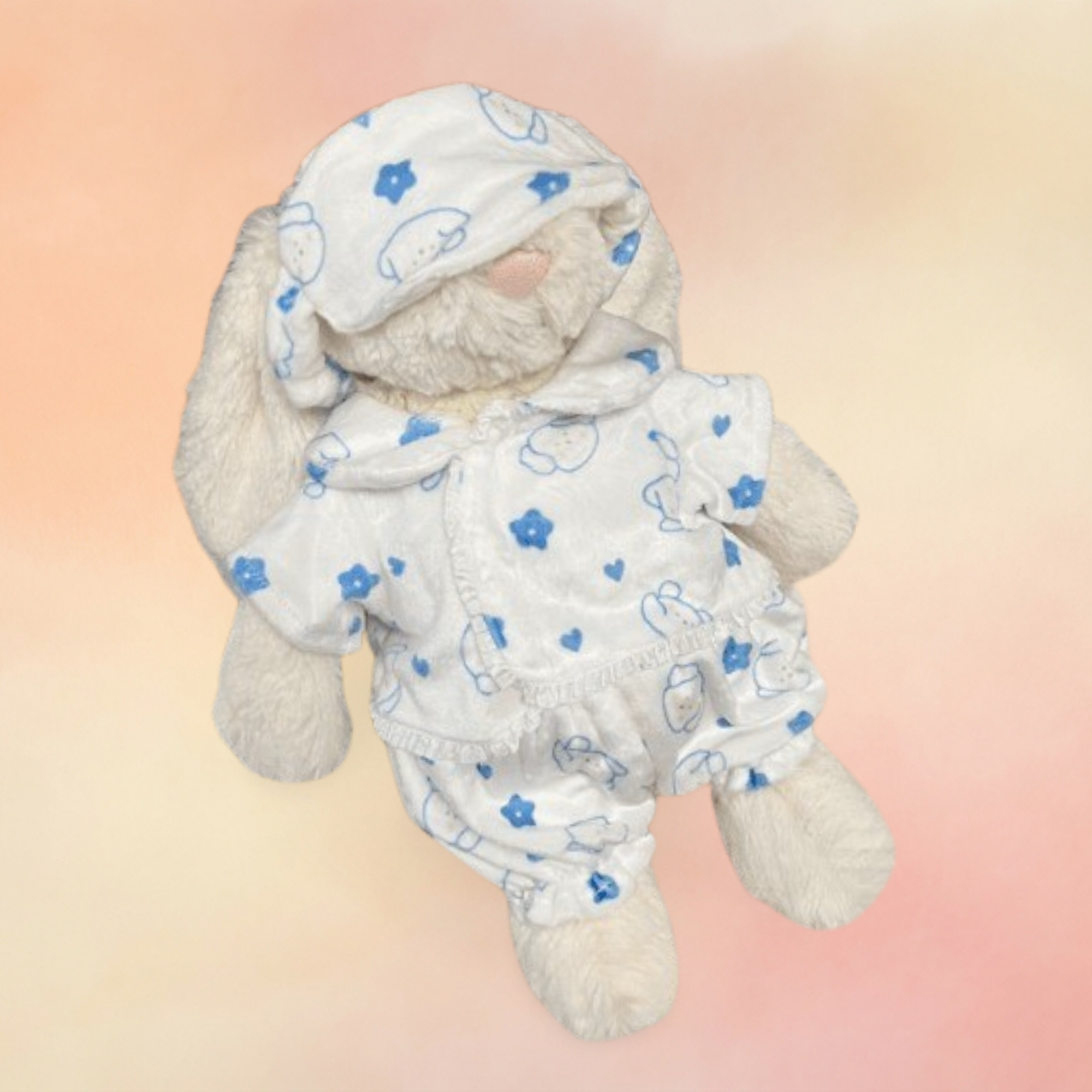 Cream Pup Pajama Set – Sleepy Dog Print & Eye Mask (for Bashful Bunny Medium) | Bashful Collection
